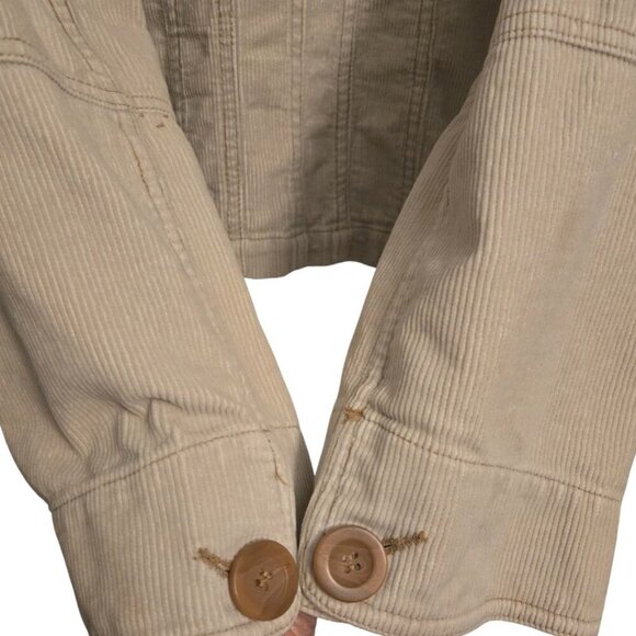 Y2K Tulle Corduroy Jacket Women’s L Beige Button Front Utility Workwear Coat - Picture 4 of 6